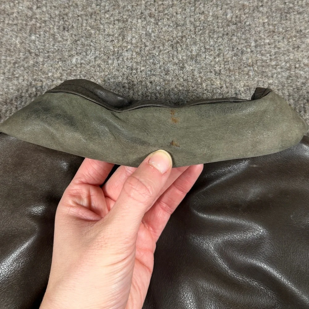 Vintage Members Only Brown Genuine Leather Full Zip Chore Hunting Jacket Men’s M - Picture 8 of 12